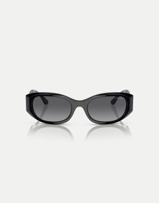 Vogue Eyewear - vo5525s - Rechteckige, polarisierte Sonnenbrille in Schwarz mit grauen Gläsern