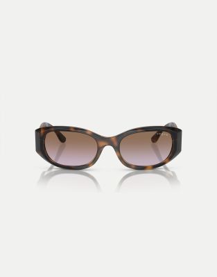 Vogue Eyewear - vo5525s - Rechteckige Sonnenbrille in Dunkelhavanna mit lila Gläsern-Braun