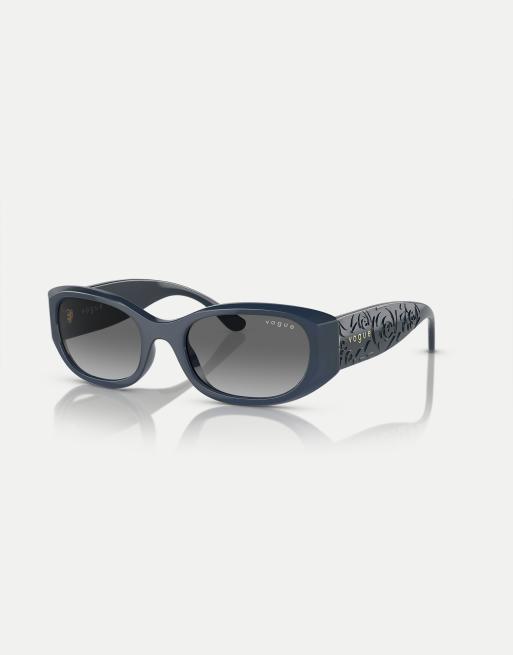 Vogue Eyewear – vo5525s – Rechteckige Sonnenbrille in dunklem Opalblau mit grauen Gläsern, 3 von 4