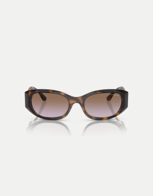 Vogue eyewear vo5525s rectangle sunglasses with violet lens in dark Havana-Brown