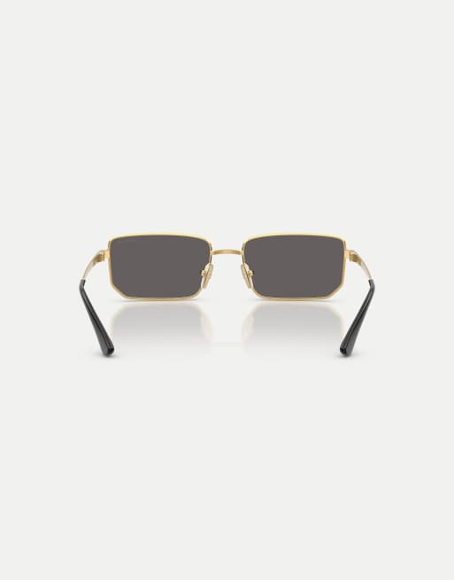 Vogue - Gafas de sol doradas con montura irregular y lentes grises, 3 de 4
