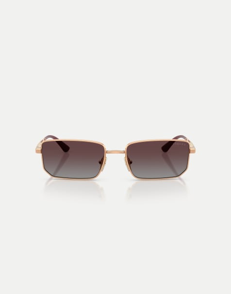Vogue Irregular polarised sunglasses with violet lens in rose gold - view 1