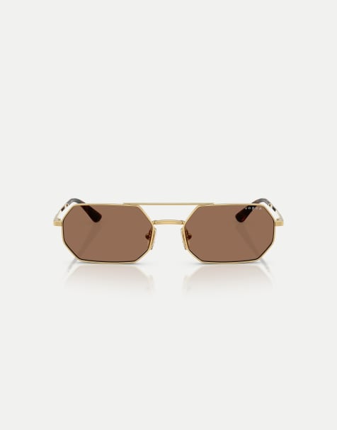Vogue Irregular sunglasses with brown lens in gold - view 1