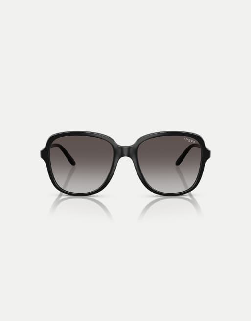 Vogue - Lunettes de soleil carrées à verres gris - Noir