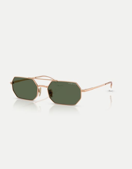 Vogue - Lunettes de soleil irrégulières à verres verts polarisés - Or rose, 3 de 3