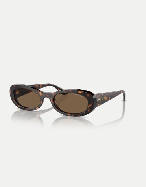 Vogue - Lunettes de soleil ovales à verres marron - Havane foncé, 2 de 3