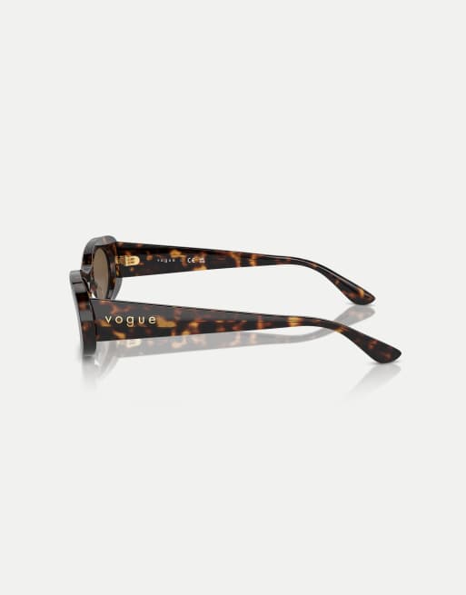 Vogue - Lunettes de soleil ovales à verres marron - Havane foncé, 3 de 3
