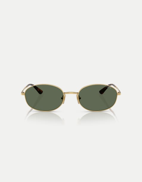 Vogue - Lunettes de soleil ovales avec verres verts - Doré - view 1