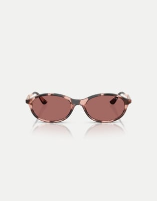 Lunettes de soleil ovales avec verres violets - Havane rose L
