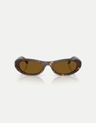 Lunettes de soleil ovales polarisées avec verres marron - Havane foncé S