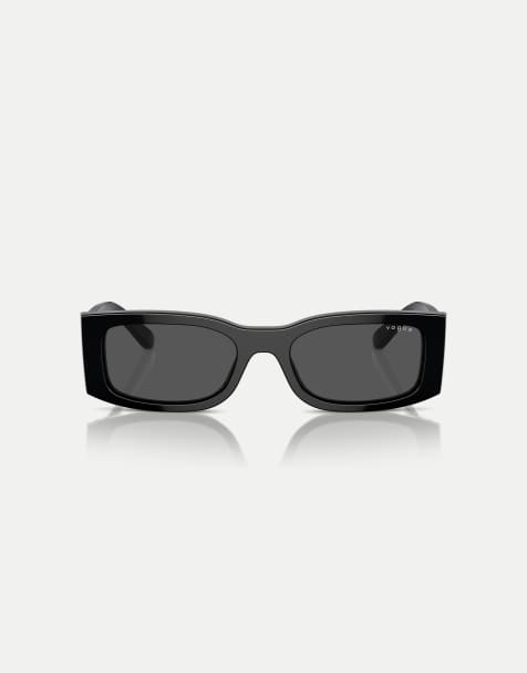 Vogue - Lunettes de soleil rectangulaires à verres gris - Noir - view 1