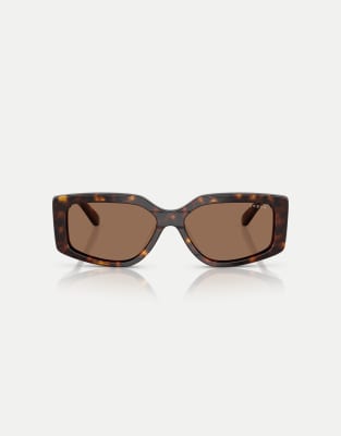 Vogue - Lunettes de soleil rectangulaires à verres marron - Havane foncé