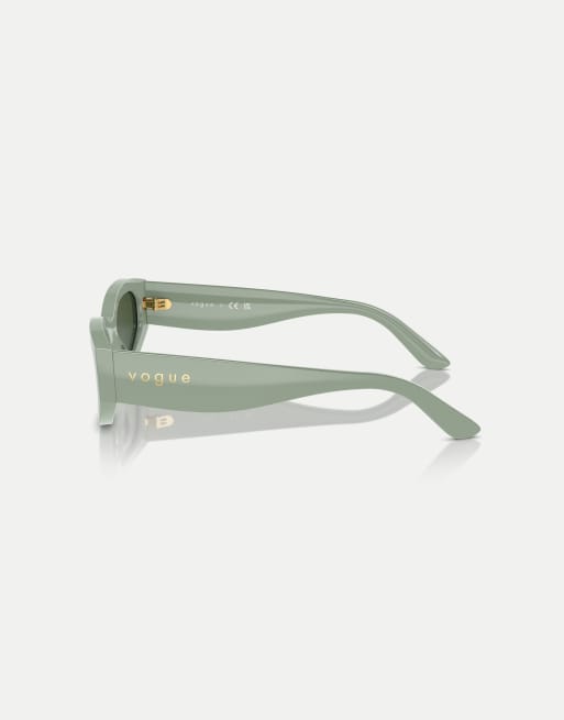 Vogue - Occhiali da sole irregolari verde chiaro pieno con lenti verdi, 2 di 3