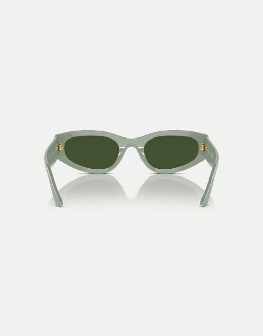 Vogue - Occhiali da sole irregolari verde chiaro pieno con lenti verdi, 3 di 3