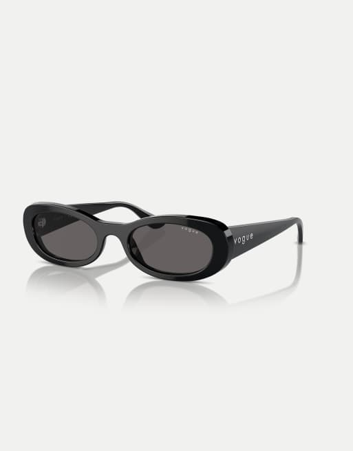 Lunettes De Soleil Vogue - Monture Argent Métal, Verres Gris Dégradé - Style Avalant - Occasion
