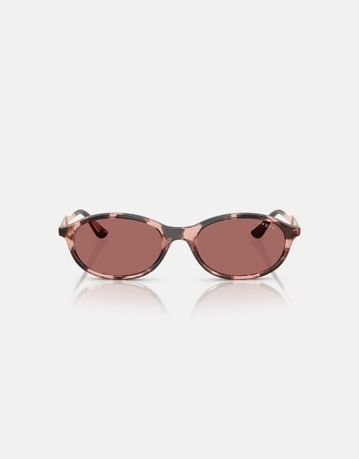 Vogue - Occhiali da sole ovali rosa Havana con lenti viola