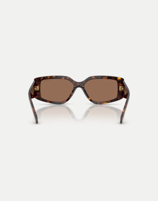 Vogue - Occhiali da sole rettangolari color Havana scuro con lenti marroni, 2 di 3