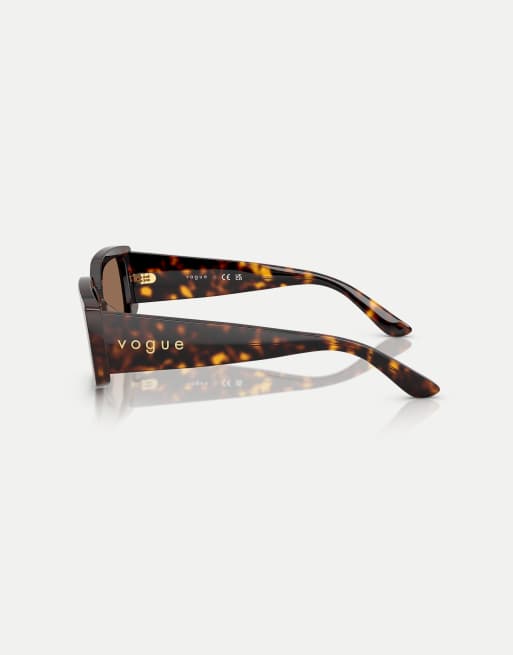 Vogue - Occhiali da sole rettangolari color Havana scuro con lenti marroni, 3 di 3