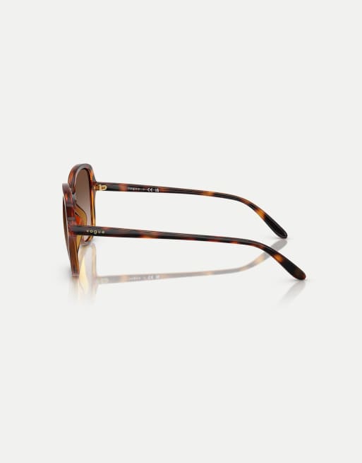 Vogue - Occhiali da sole squadrati color Havana scuro con lenti marroni, 4 di 4
