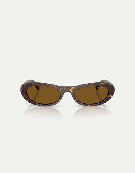 Vogue Oval polarised sunglasses with brown lens in dark havana - view 1