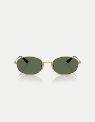 Vogue Oval Sunglasses With Green Lens In Gold