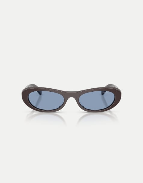 Vogue – Ovale Sonnenbrille in Mokka mit blauen Gläsern - view 1
