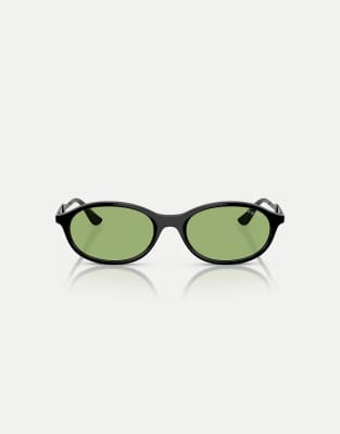 Vogue - Ovale Sonnenbrille in Schwarz mit grünen Gläsern