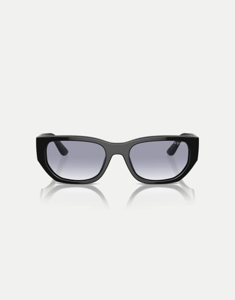 Vogue Rectangle sunglasses with blue lens in black - view 1