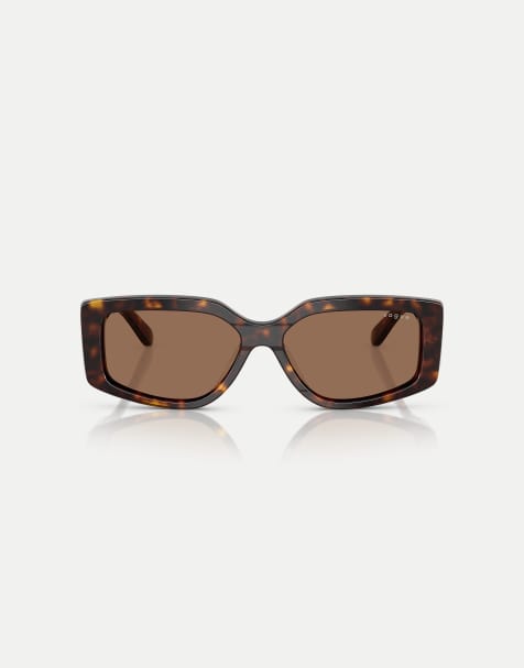 Vogue Rectangle sunglasses with brown lens in dark havana - view 1