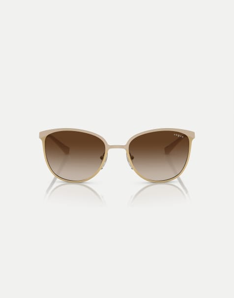 Vogue Rectangle sunglasses with brown lens in top matte beige/brushed gold - view 1