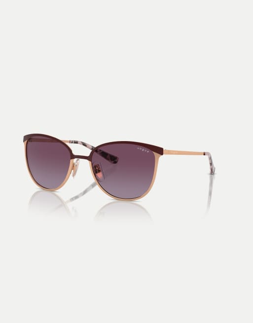 Vogue Rectangle sunglasses with violet lens in top bordeaux/rose gold, 2 of 3