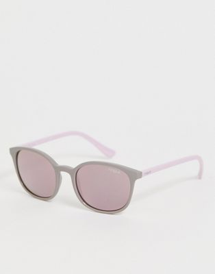 Vogue - Retro grijze zonnebril met roze glazen-Multi
