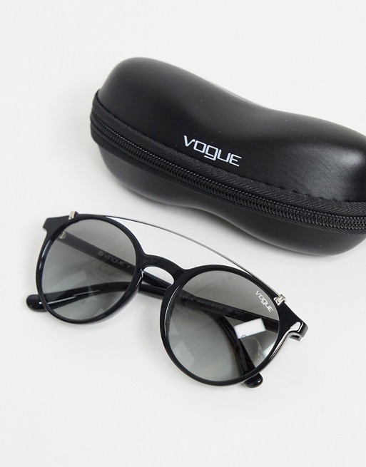 Vogue round aviator sunglasses in black