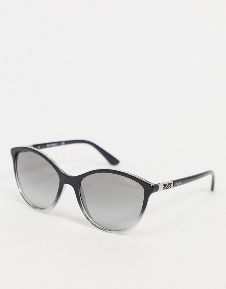 Vogue round sunglasses in black with gray lens