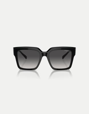 Vogue Square Sunglasses With Grey Lens In Black