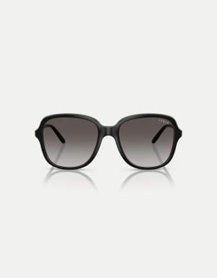 Vogue Square Sunglasses With Grey Lens In Black