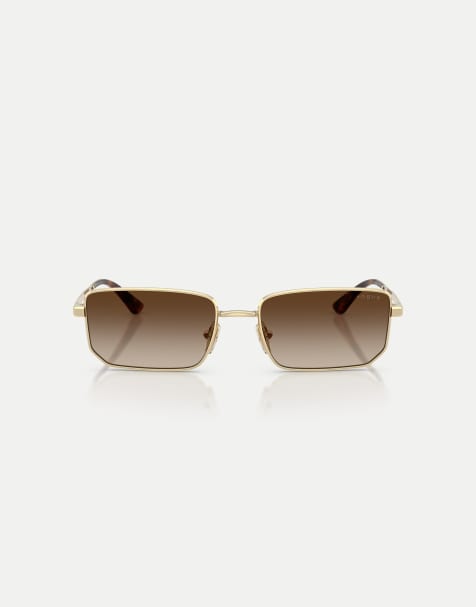 Vogue – Unregelmäßig geformte Sonnenbrille in blassem Gold mit braunen Gläsern - view 1