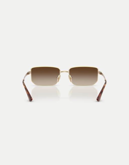 Vogue – Unregelmäßig geformte Sonnenbrille in blassem Gold mit braunen Gläsern, 3 von 4