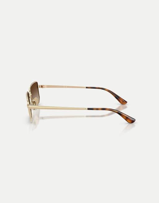 Vogue – Unregelmäßig geformte Sonnenbrille in blassem Gold mit braunen Gläsern, 4 von 4