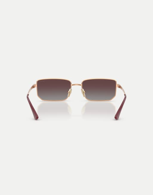 Vogue – Unregelmäßig geformte Sonnenbrille in Roségold mit violetten Gläsern, 3 von 4