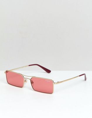 Vogue X Gigi - Rechthoekige zonnebril met dun montuur-Roze