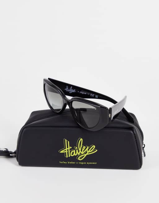 Vogue X Hailey Bieber Cat Eye Sunglasses In Black