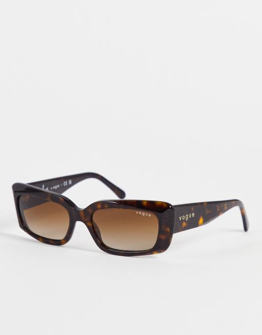 Vogue X Hailey Bieber - Lunettes de soleil rectangulaires - Marron Havane