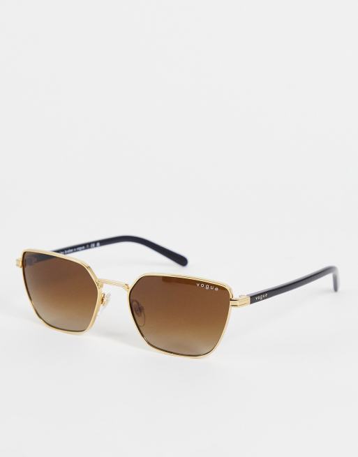 Vogue x Hailey Bieber – Okulary przeciwsłoneczne typu kocie oczy w metalowych oprawkach w kolorze różowego złota 