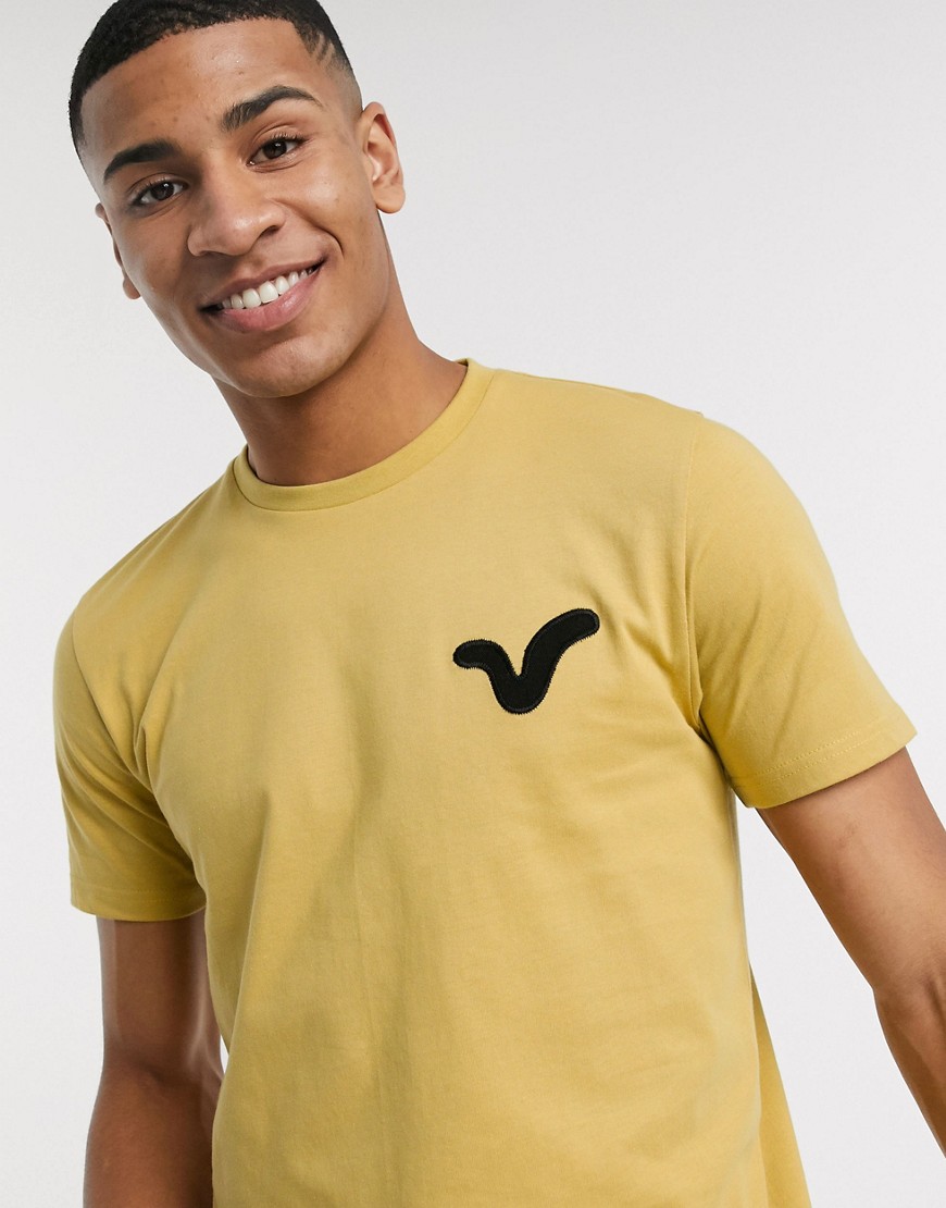 Voi Jeans - T-shirt met applicatie van swirl-logo in kiezelkleur-Kiezelkleurig