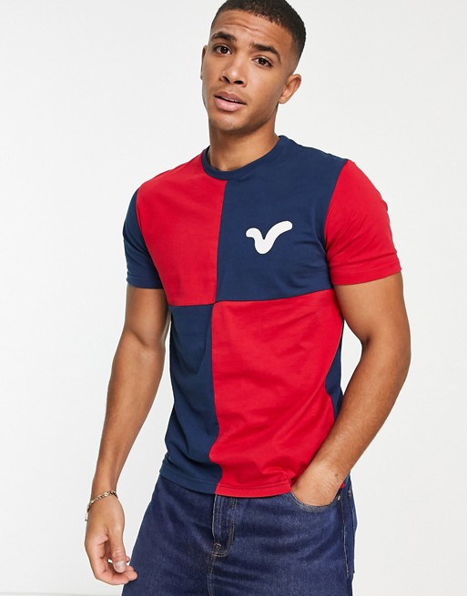 Voi square block t-shirt in red and navy
