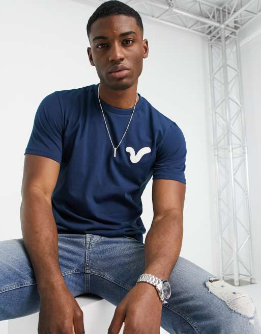 Voi - T-shirt a maniche corte con logo e ghirigoro, colore blu navy