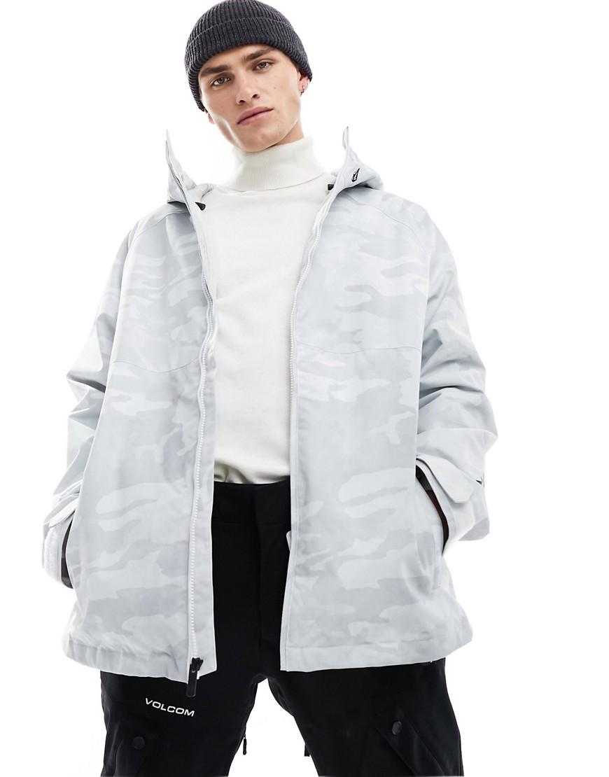 Volcom 2836 insulates ski jacket in white camo