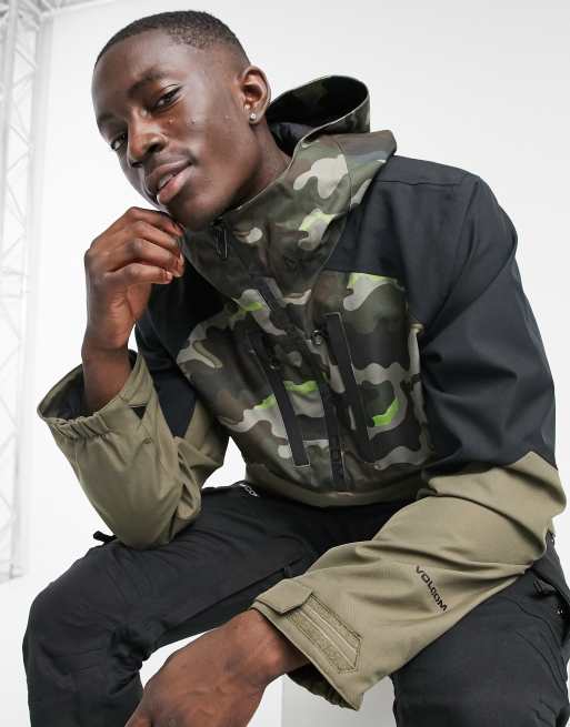 Volcom Brighton Pullover Ski jacket in green camo