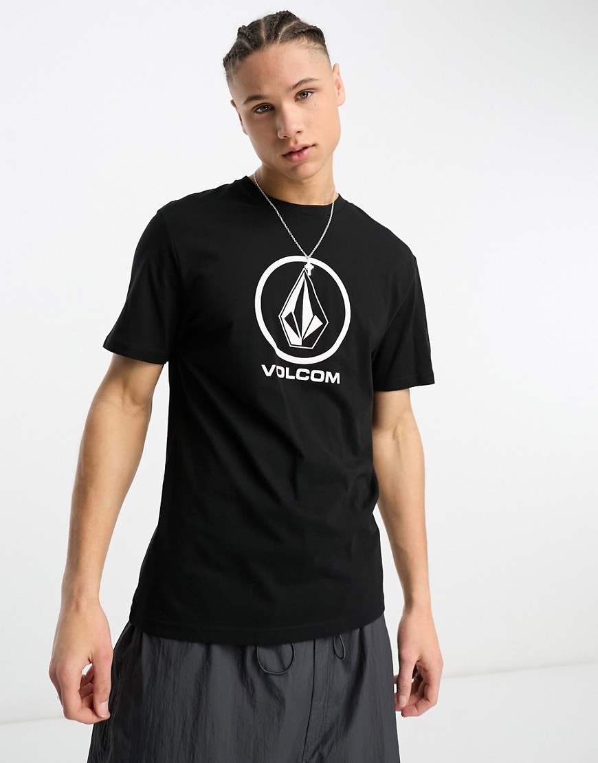 Volcom crisp stone t-shirt with chest logo in black